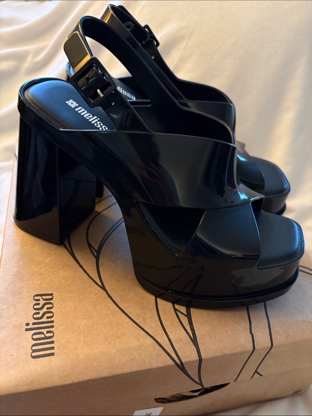 NWT Melissa Dance Slingback Platform Sandal in Black - Picture 8 of 14